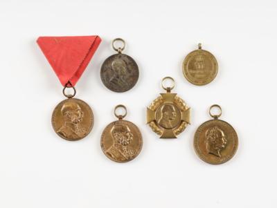 Konvolut 6 Militärverdienstmedaillen Kaiser Franz Josef - Umění a starožitnosti