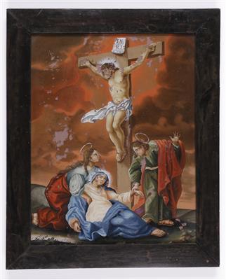 Hinterglasbild "Kreuzigungsgruppe", Augsburg, 2. Hälfte 18. Jahrhundert - Autumn auction II