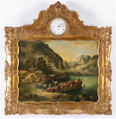 Spätbiedermeier Bilderuhr mit Spielwerk, "W. Schönberger in Wien", um 1850 - Spring Auction
