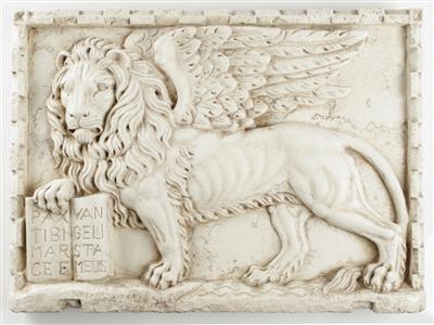Reliefplatte mit Markuslöwen, Symbol des Evangelisten Markus und Wahrzeichen Venedigs, Italien, 20. Jahrhundert - Asta di autunno