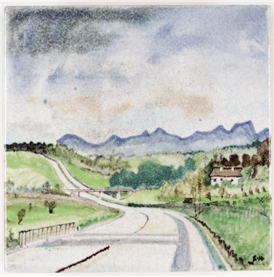 Bildplatte "Alpenvorland", Ernst Huber (Wien 1895-1960) für Schleiss Gmunden - Frühlingsauktion
