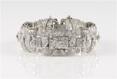 Altschliffbrillant Diamant Armband, im Stile des Art Deco, zus. ca. 3,30 ct - Asta di autunno