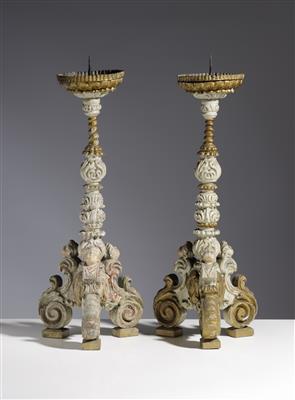 Paar spätbarocke Altarleuchter, Ende 18. Jahrhundert - Aukce podzim