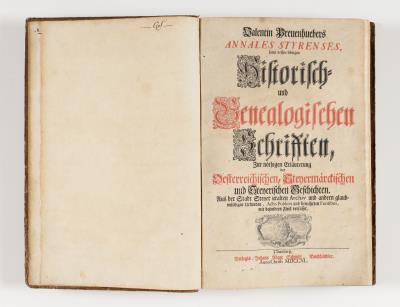 Steyr: Annales Styrenses, samt dessen übrigen Historisch- und Genealogischen Schriften, Valentin Preuenhueber, Nürnberg 1740 - Herbstauktion