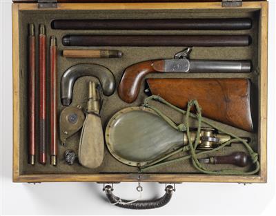 Außergewöhnliche Perkussions-Gehstock-Pistole bzw. Flinte, St. Etienne, Paris, Mitte 19. Jahrhundert - Spring auction