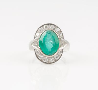 Brillant Diamant Smaragdring Diamanten zus. ca. 1,10 ct - Frühlingsauktion