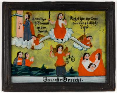 Hinterglasbild "Das Jüngste Gericht", Sandl, Öberösterreich, 19. Jahrhundert - Jarní aukce