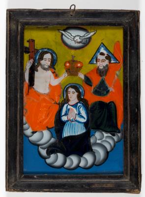 Hinterglasbild "Krönung Mariens durch die Heilige Dreifaltigkeit", Sandl, Oberösterreich, 19. Jahrhundert - Spring auction
