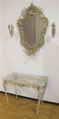 Wandspiegel mit Tisch und 2 Appliken, neuzeitlicher Rokokostil - Antiques, art and jewellery