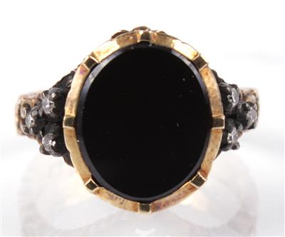 Diamant-Onyxring - Antiques, art and jewellery