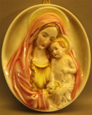 Reliefbild "Heilige Maria mit Kind", Fa. Keramos - Wien - Um?ní, starožitnosti, šperky