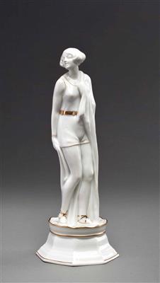 Stehende Frauenfigur, Pirkenhammer, Böhmen, Kunstabteilung um 1920 - Kunst, Antiquitäten und Schmuck