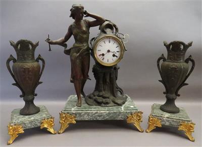 3-teilige JugendstilKaminuhrgarnitur um 1900 - Arte, antiquariato e gioielli