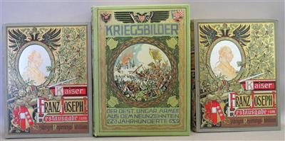 3 Bücher: Kriegsbilder der österr.-ungar. Armee aus dem 19. Jhdt. Verlagsanstalt "Pallas" Wien-Leipzig (um 1900) - Umění, starožitnosti, šperky