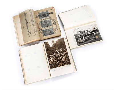 Historische Holzwirtschaft: Konvolut von 3 technischen Dokumentationsbänden, - Arte, antiquariato e gioielli