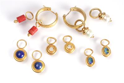 Paar Ohrringe mit 5 Paar Zusatzanhängern - Arte, antiquariato e gioielli