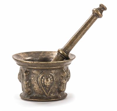 Bronzemörser mit Pistill, wohl Spanien oder Frankreich, 16./17. Jhdt. - Kunst, Antiquitäten und Schmuck