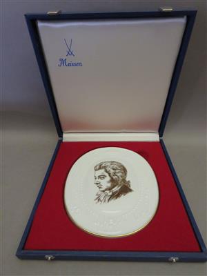 In Memoriam Wolfgang Amadeus Mozart, Meißen Porzellan-Bildnisplakette, DDR 1978 - Kunst, Antiquitäten und Schmuck