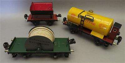 3 Märklin Güterwagen, Spur 0: - Arte, antiquariato e gioielli