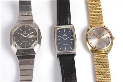 Omega, Seamaster und Geneve 3 Herrenarmbanduhren - Kunst, Antiquitäten und Schmuck