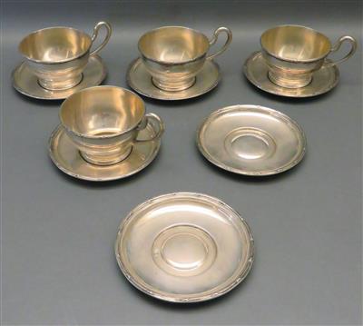 4 Wiener Teetassen mit 6 Untertellern, um 1900 - Antiques, art and jewellery