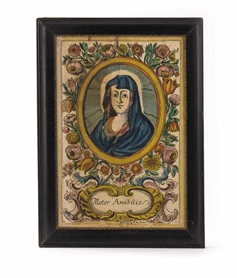 "Mater Amabilis", die Gottesmutter Maria in Blumen und Kreuzigung - Kunst, Antiquitäten und Schmuck