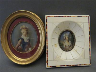 2 Miniaturbildnisse des 20. Jhdts. - Antiques, art and jewellery