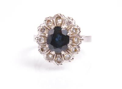 Brillant-Saphir-Damenring zus. ca. 0,85 ct - Antiques, art and jewellery
