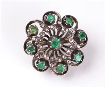 Diamantrauten Smaragdbrosche - Umění, starožitnosti, šperky