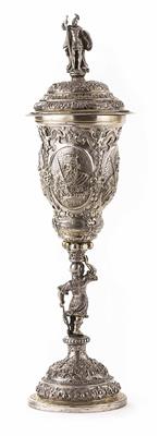 Historismus-Prunk-Deckelpokal mit Fürstenporträts, Deutsch um 1880 - Antiques, art and jewellery