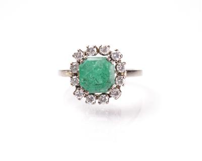 Smaragd-Brillantring - Antiques, art and jewellery
