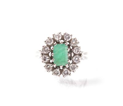 Brillant Smaragdring zus. ca.0,60 ct - Antiques, art and jewellery