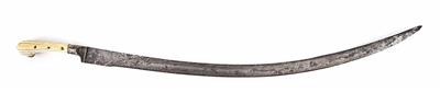 Langer Krummsäbel mit Beingriffschalen vom Typ Yatagan, Balkan, Naher Osten, 19. Jhdt. - Kunst, Antiquitäten und Schmuck