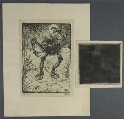 2 Grafiken: a) Alfred Kubin * - Kunst, Antiquitäten und Schmuck