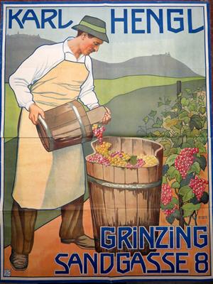 Heurigen-Werbeplakat um 1900/20 - Kunst, Antiquitäten und Schmuck