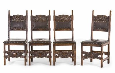 Satz von vier Sesseln im Frühbarockstil, spätes 19. Jahrhundert - Kunst, Antiquitäten und Schmuck