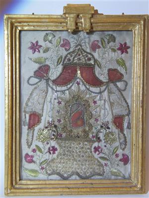 Klosterarbeit - Reliquienbild, 18. Jahrhundert - Jewellery, antiques and art