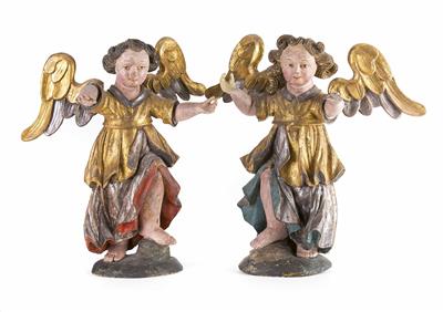 Paar geflügelte Renaissance-Engel, Alpenländisch 1. Hälfte 17. Jahrhundert - Schmuck, Kunst und Antiquitäten