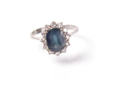 Diamant Saphirring - Schmuck, Kunst und Antiquitäten