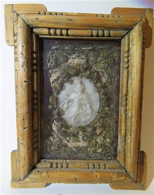 Klosterarbeit - Reliquienbild, 18. Jahrhundert - Schmuck, Kunst und Antiquitäten