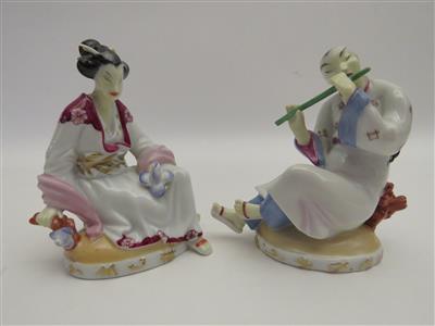 Zwei asiatische Figuren, Fa. Augarten - Schmuck, Kunst und Antiquitäten