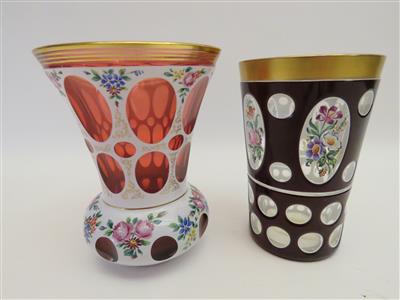 Bechervase und Becher, Böhmen 20. Jhdt. - Schmuck, Kunst und Antiquitäten