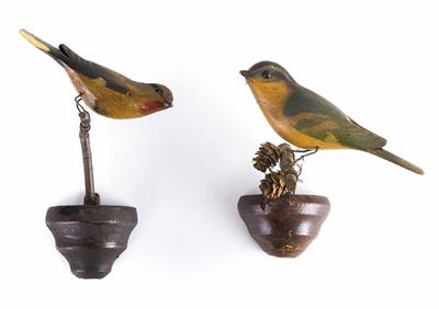 Zwei Viechtauer Singvögel, Oberösterreich, 19. Jahrhundert - Schmuck, Kunst und Antiquitäten