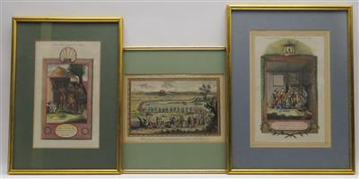 3 Grafiken aus "Dr. Hurd's Ceremonies and Customs of All Nations" (1778 London) - Klenoty, umění a starožitnosti