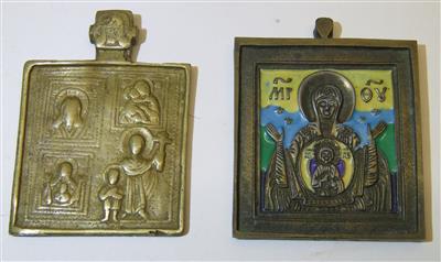Zwei Ikonen-Anhänger, Russisch, 19. Jahrhundert bzw. um 1900 - Schmuck, Kunst und Antiquitäten