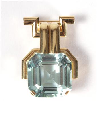 Broschen-Angehänge mit Aquamarin ca. 8,70 ct - Klenoty, umění a starožitnosti