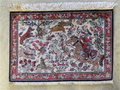 Ghom Seide, ca. 54 x 79 cm, Zentralpersien (Iran) - Schmuck, Kunst und Antiquitäten