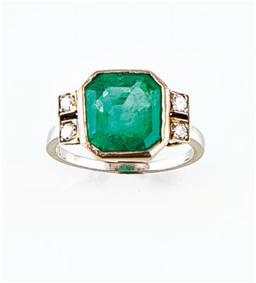 Smaragdring mit Diamanten - Gioielli, arte e antiquariato