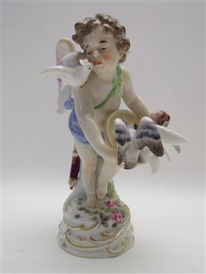 Amor, Tauben fütternd, Entwurf Paul Helmig 1898, Meissen um 1900/20 - Klenoty, umění a starožitnosti