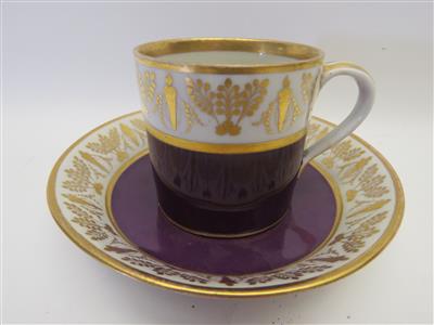 Sammeltasse mit Untertasse, Wiener Porzellanmanufaktur, 1830 - Klenoty, umění a starožitnosti